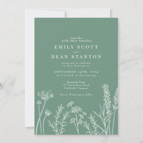 Wildflower Burnt Orange Wedding Invitation