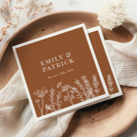 Wildflower Burnt Orange Wedding Napkins