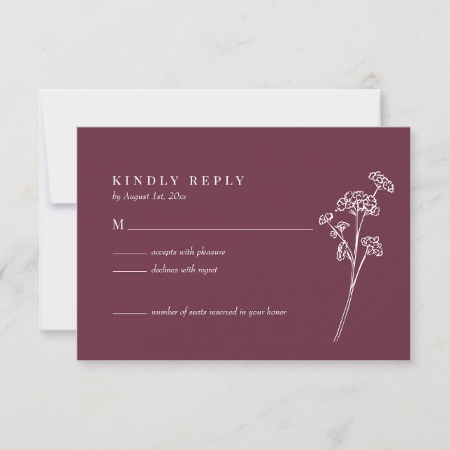 Wildflower Burnt Orange Wedding RSVP Card (Front)