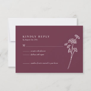 Wildflower Burnt Orange Wedding RSVP Card