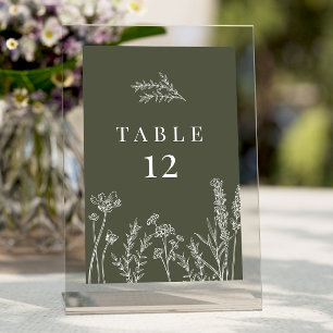 Wildflower Burnt Orange Wedding Table Number