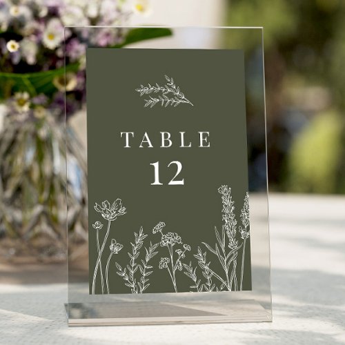 Wildflower Burnt Orange Wedding Table Number