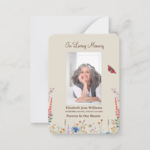 Wildflower & Butter  Funeral Memorial Prayer   Note Card