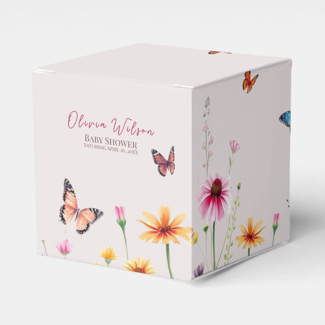 Wildflower Butterflies Baby in Bloom Baby Shower  Favor Boxes (Front Side)