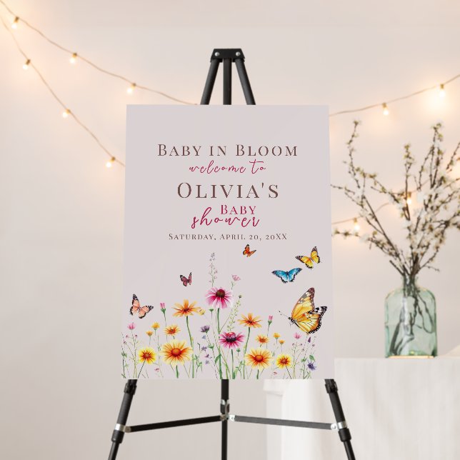 Wildflower Butterflies Baby In Bloom Baby Shower  Foam Board (In Situ (Stand))