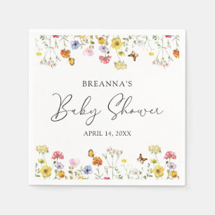 Wildflower Butterflies Boho Baby Shower Napkins