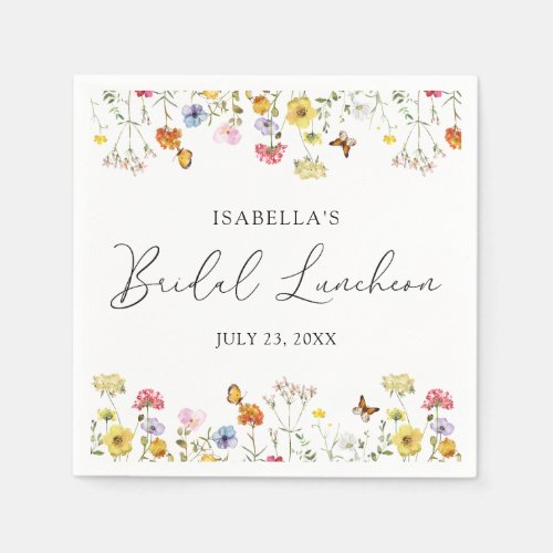 Wildflower Butterflies Boho Bridal Shower Luncheon Napkins