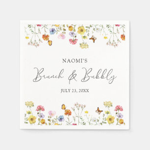 Wildflower Butterflies Boho Brunch & Bubbly Shower Napkins