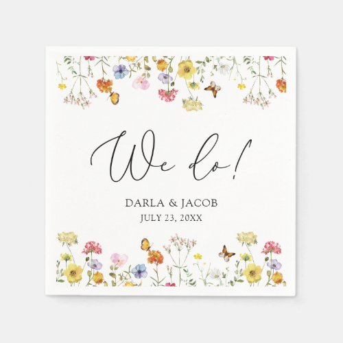 Wildflower Butterflies Boho We Do Wedding Napkins