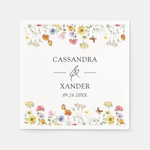 Wildflower Butterflies Boho Wedding Ampersand Napkins