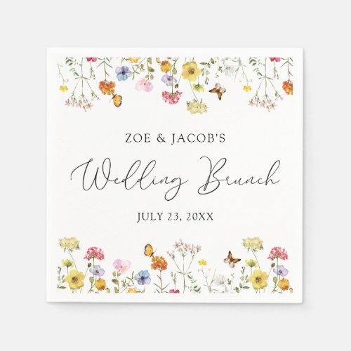 Wildflower Butterflies Boho Wedding Brunch Napkins