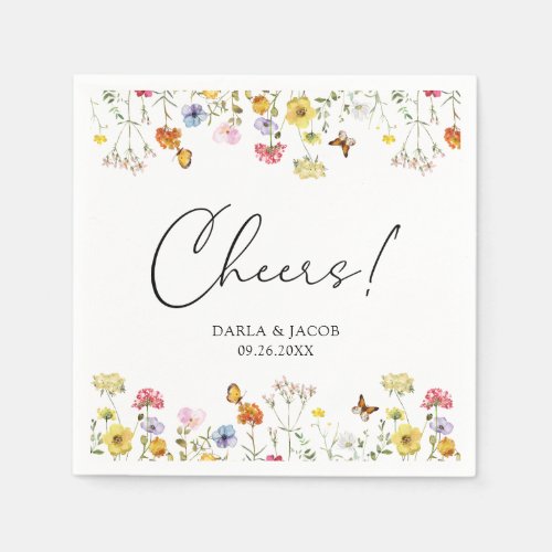 Wildflower Butterflies Boho Wedding Cheers Napkins