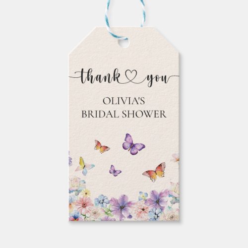 Wildflower  Butterflies Bridal Shower Favor  Gift Tags