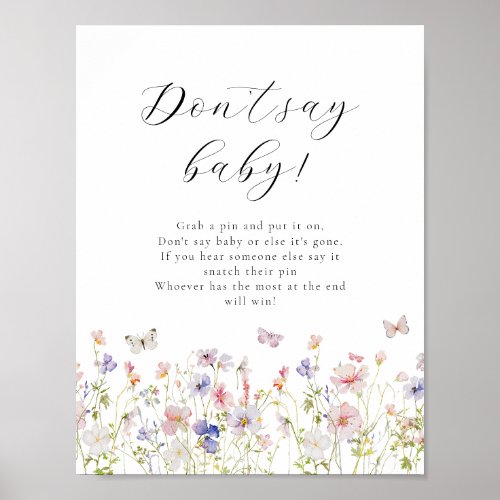 Wildflower Butterflies Dont Say Baby Game Sign