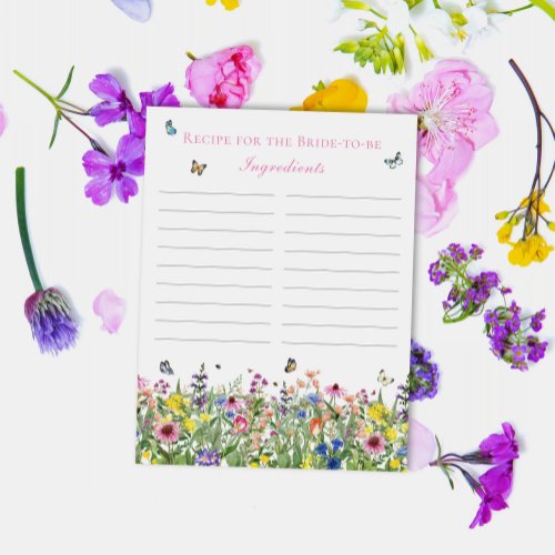 Wildflower  Butterflies Recipe For The Bride Postcard