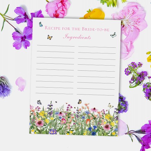 Wildflower  Butterflies Recipe For The Bride Postcard