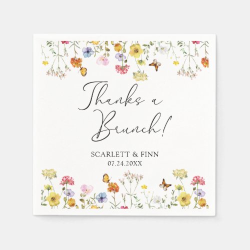 Wildflower Butterflies Thanks a Brunch Wedding Napkins