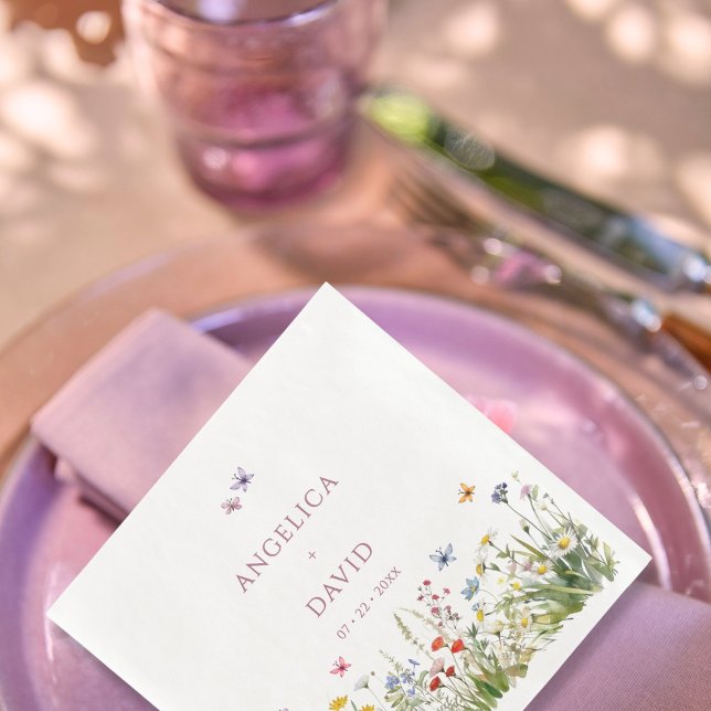  Wildflower Butterflies Wedding Napkin (Creator Uploaded)