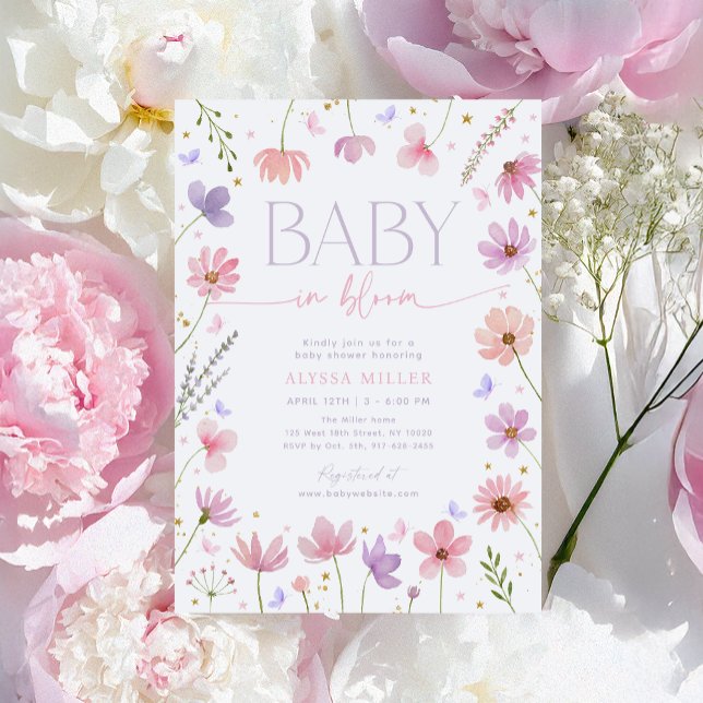Wildflower Butterfly Baby in Bloom Baby Shower Invitation (Creator Uploaded)