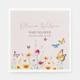 Wildflower Butterfly Baby in Bloom Baby Shower  Napkins
