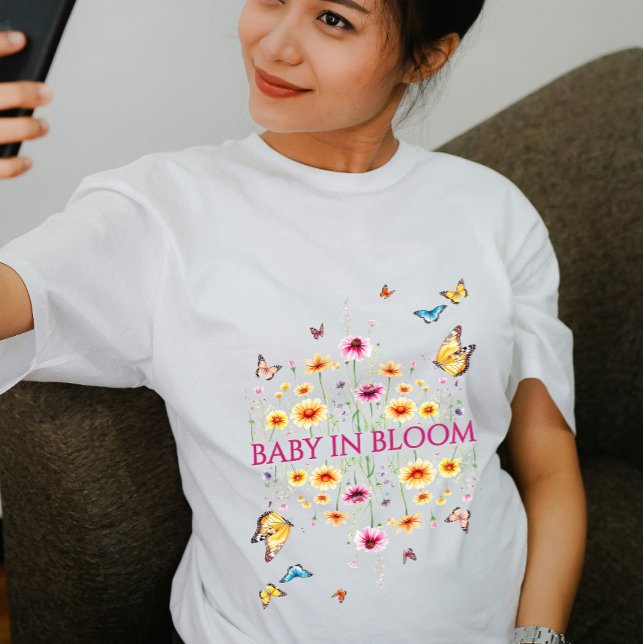 Wildflower Butterfly Baby in Bloom Mom to Be Plus Size T-Shirt (Creator Uploaded)