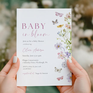 Wildflower Butterfly Baby in Bloom Shower Invitation