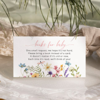 Wildflower Butterfly Baby Shower Books for Baby Enclosure Card
