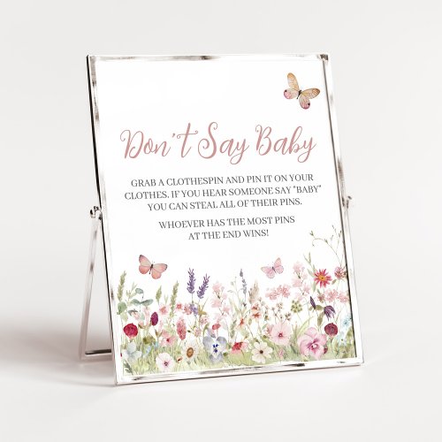 Wildflower Butterfly Baby Shower Dont Say Baby Poster