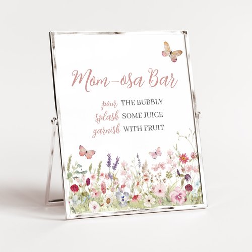 Wildflower Butterfly Baby Shower Mom Osa Bar Poster