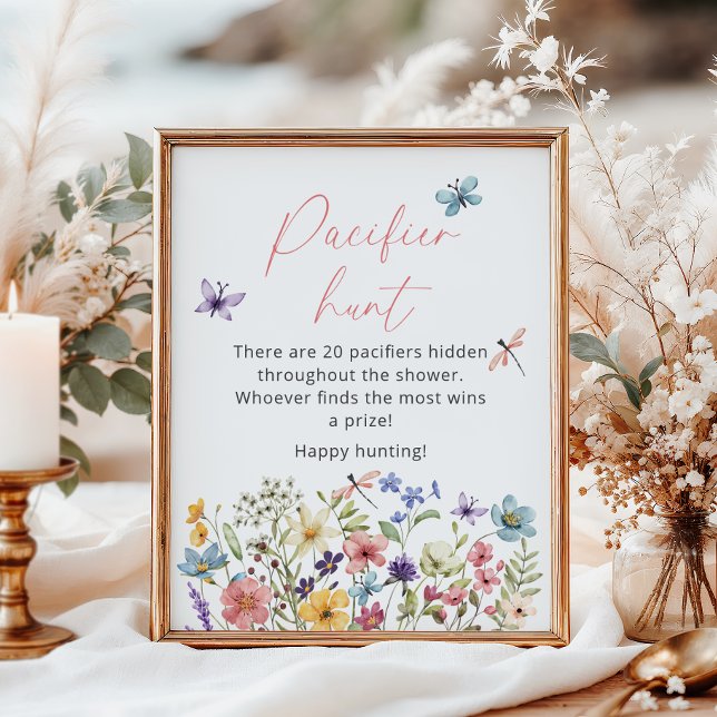 Wildflower Butterfly Baby Shower Pacifier hunt Poster (Creator Uploaded)