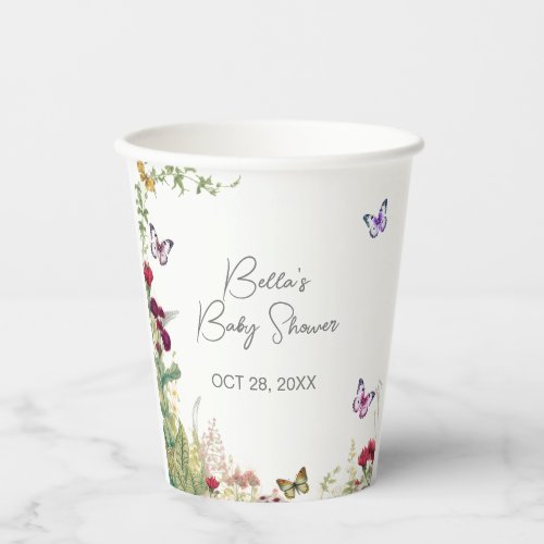 Wildflower Butterfly Baby Shower Paper Cups