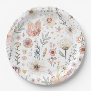Wildflower Butterfly Baby Shower Paper Plates