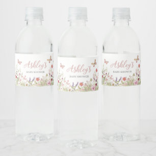 Wildflower Butterfly Baby Shower Water Bottle Label