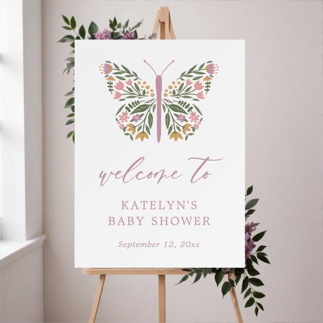 Wildflower Butterfly Baby Shower Welcome Sign (Creator Uploaded)