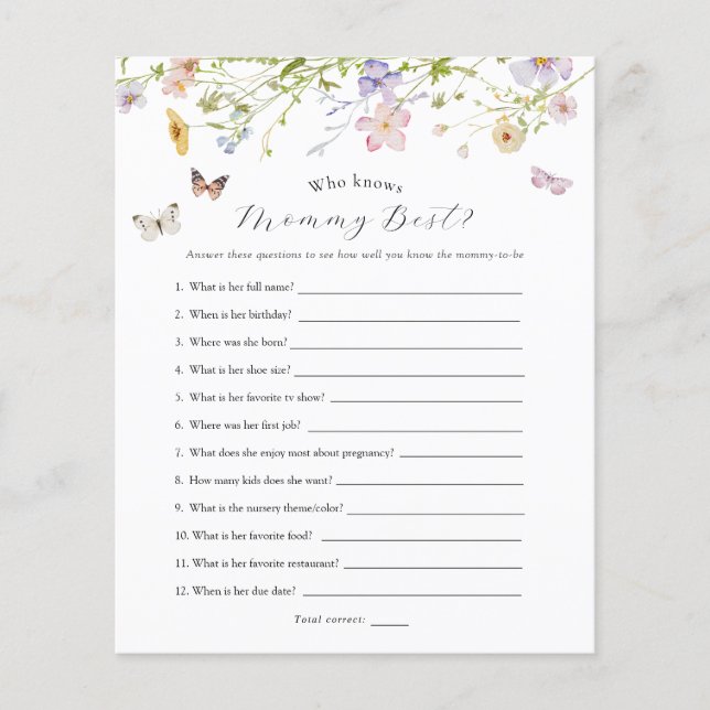 Wildflower Butterfly Baby Who Knows Mommy Game (Front)