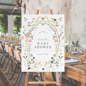 Wildflower Butterfly Bee Baby Shower Welcome Foam Board