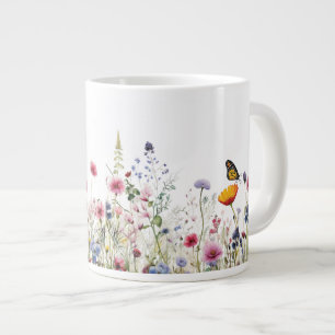 Wildflower Butterfly Botanical Garden Floral Patte Giant Coffee Mug