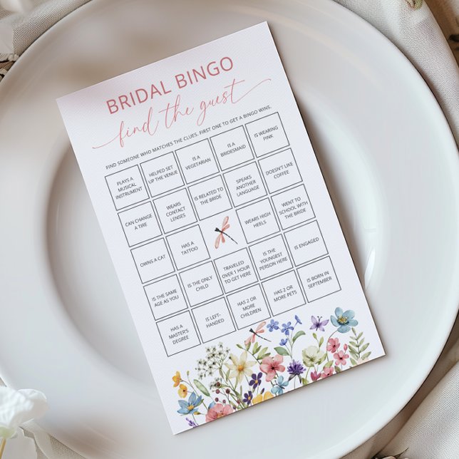 Wildflower Butterfly Bridal Bingo find the guest (Creator Uploaded)