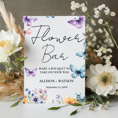 Wildflower Butterfly bridal shower flower Bar Sign