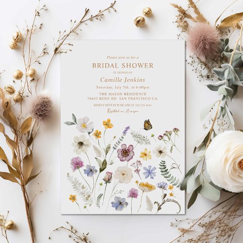 Wildflower Butterfly Bridal Shower  Invitation