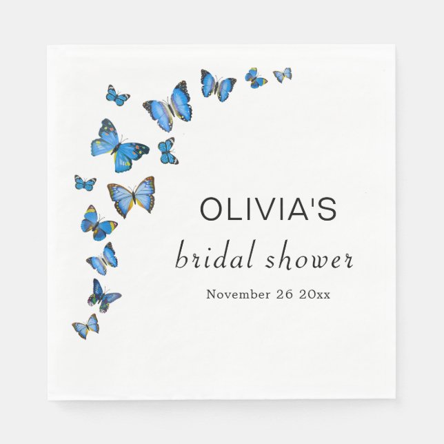 Wildflower & Butterfly Bridal Shower Paper  Napkins (Front)