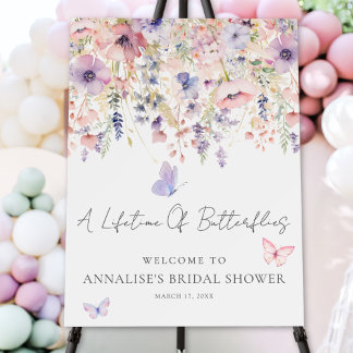 Wildflower Butterfly Bridal Shower Welcome Sign