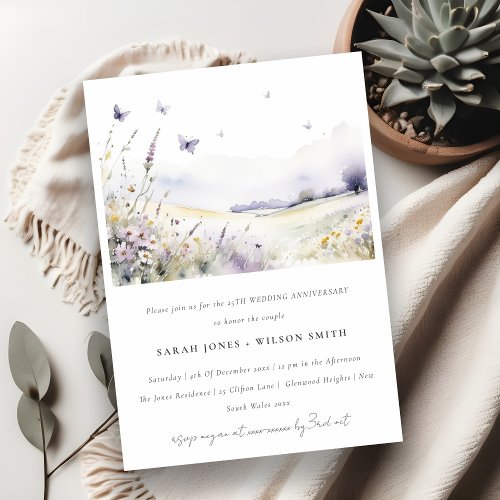 Wildflower Butterfly Field Wedding Anniversary Invitation