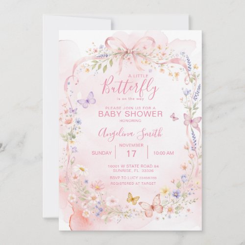 Wildflower Butterfly First Holy Communion Invitation