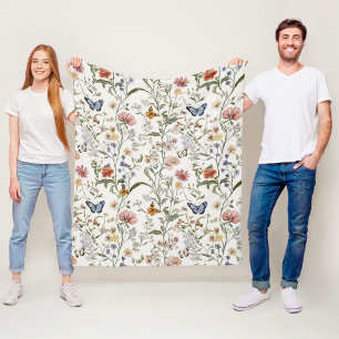 Wildflower Butterfly Floral Garden Fleece Blanket