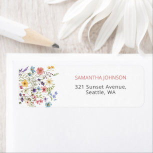 Wildflower Butterfly Garden Baby Shower Address Label