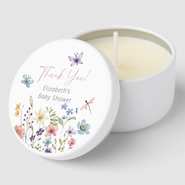 Wildflower Butterfly Garden Baby Shower Mini Candle Favors (Corner)