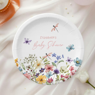 Wildflower Butterfly Garden Baby Shower Paper Plates