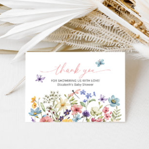 Wildflower Butterfly Garden Baby Shower Thank You Card