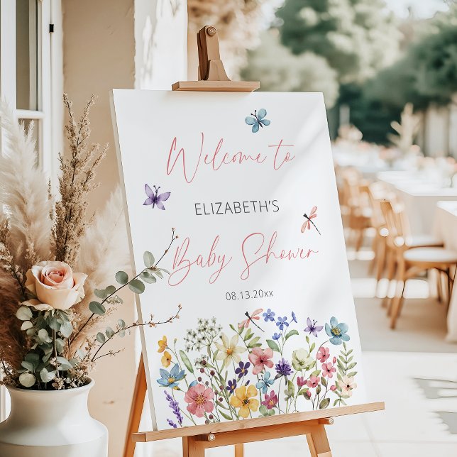 Wildflower Butterfly Garden Baby Shower Welcome Foam Board (Creator Uploaded)